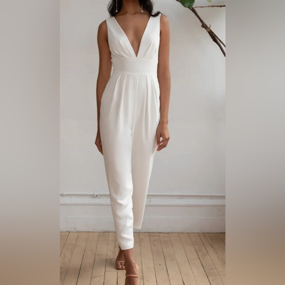 Jenny Yoo Skylar Jumpsuit in Ivory